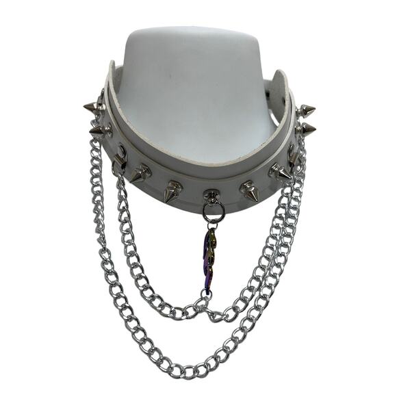 Gothic Rock Punk Faux Leather Chokers 5 Lot Necklace Whimsygoth Fairycore Witchy - Picture 4 of 10